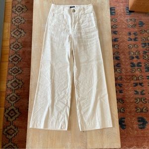 Anthropologie The Colette cropped wide leg linen pants by Maeve size 26 White